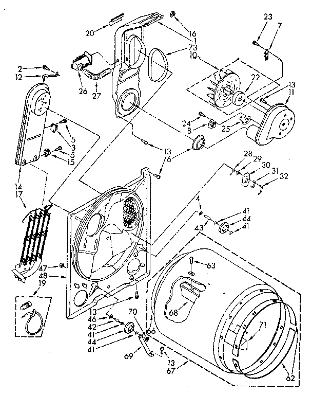 Bulkhead Diagram and Parts List for LE7800XSN2  Whirlpool Dryer