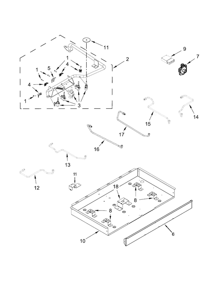 Burner Box, Gas Valves And Switch Parts Diagram and Parts List for KCGS356ESS00  KitchenAid Cooktop