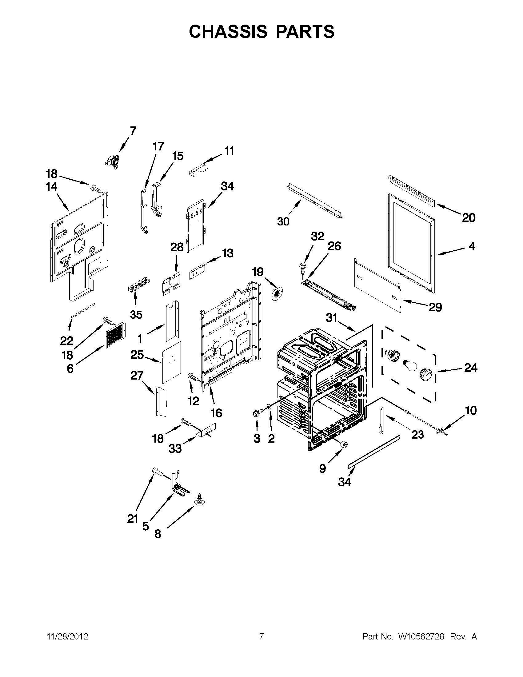 03 - CHASSIS PARTS Diagram and Parts List for YMET8665XB02  Whirlpool Range