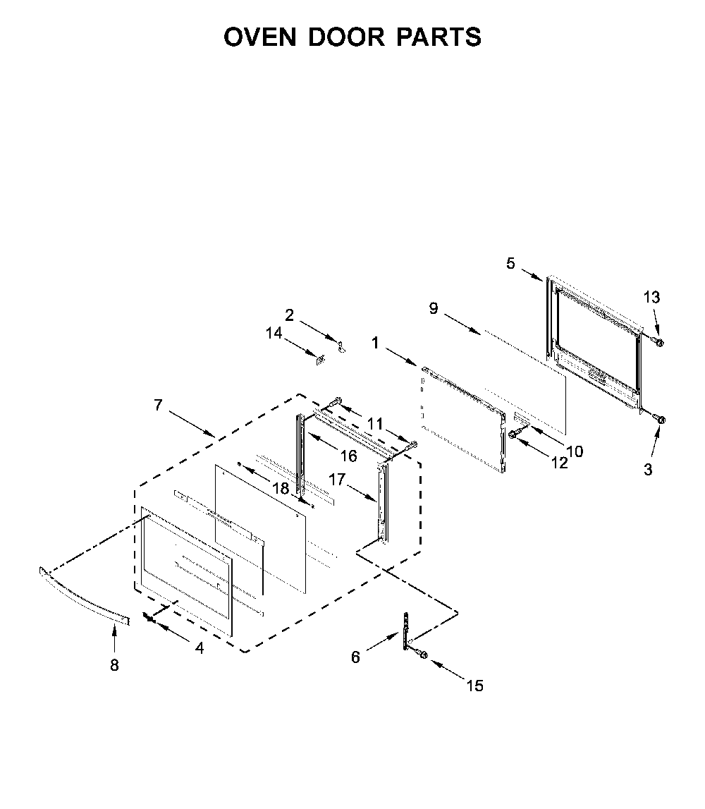 Oven door parts Diagram and Parts List for WOS51EC7HS02  Whirlpool Wall Oven