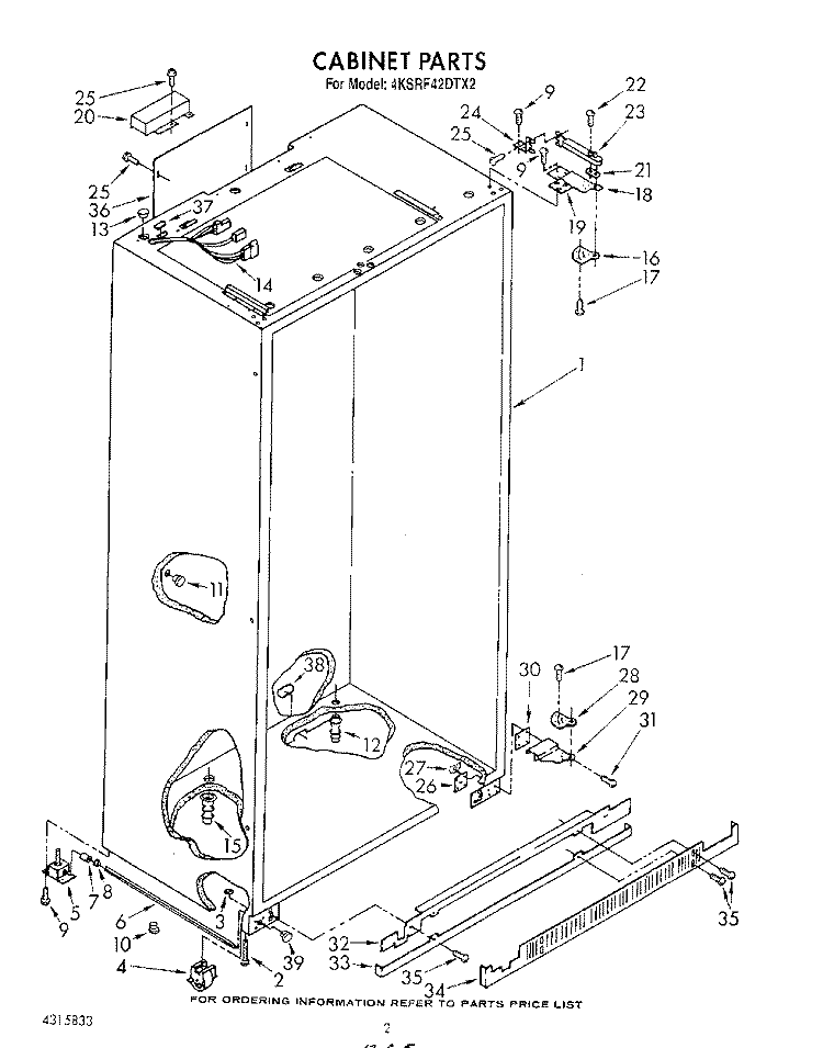 CABINET Diagram and Parts List for 4KSRF42DTX2  KitchenAid Refrigerator