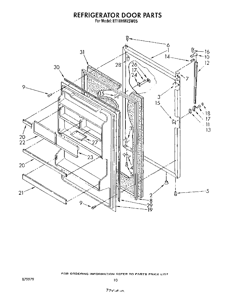 REFRIGERATOR DOOR Diagram and Parts List for ET18HMXSW05  Whirlpool Refrigerator