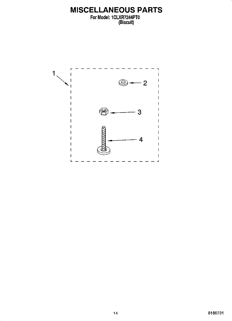 MISCELLANEOUS  PARTS, OPTIONAL PARTS Diagram and Parts List for 1CLXR7244PT0  Whirlpool Washer