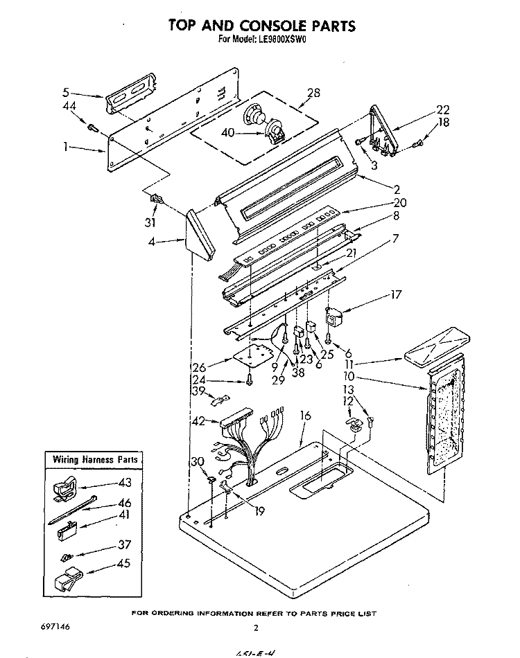 SECTION Diagram and Parts List for LE9800XSW0  Whirlpool Dryer