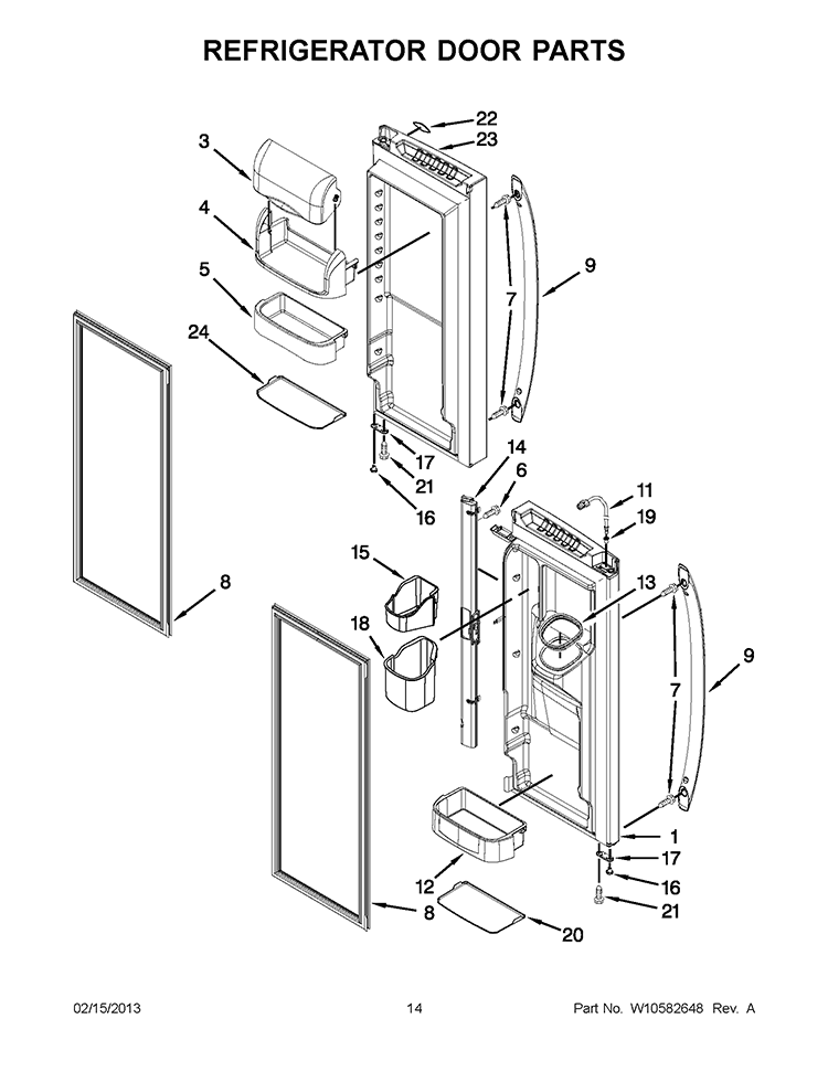 REFRIGERATOR DOOR PARTS Diagram and Parts List for KFIS20XVMS11  KitchenAid Refrigerator