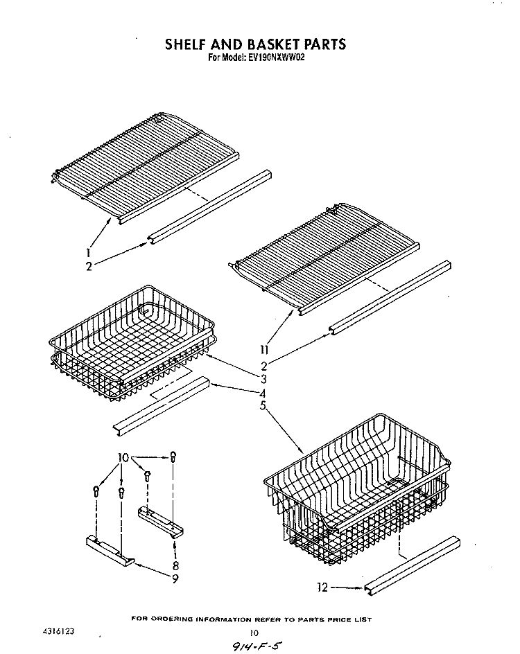SHELF AND BASKET Diagram and Parts List for EV190NXWW02  Whirlpool Freezer