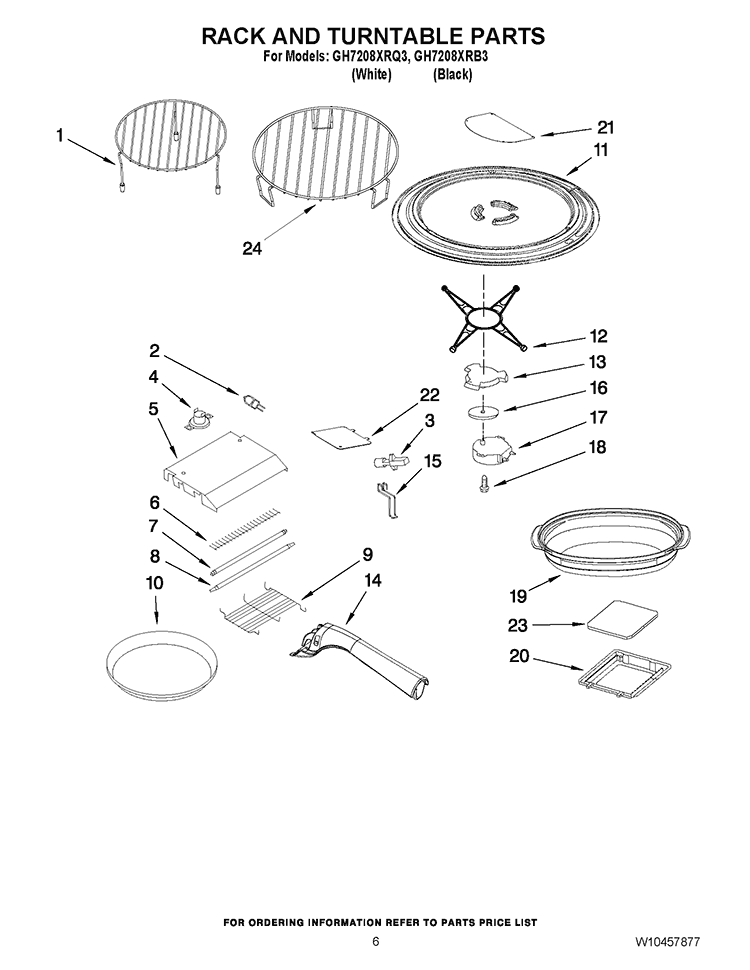 RACK AND TURNTABLE PARTS Diagram and Parts List for GH7208XRQ3  Whirlpool Microwave