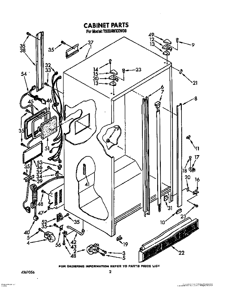 CABINET Diagram and Parts List for TS22AWXXN00  Whirlpool Refrigerator