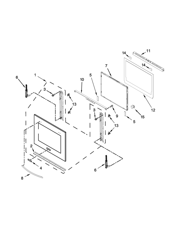 Lower Oven Door Parts Diagram and Parts List for KEBS209BSS01  KitchenAid Wall Oven
