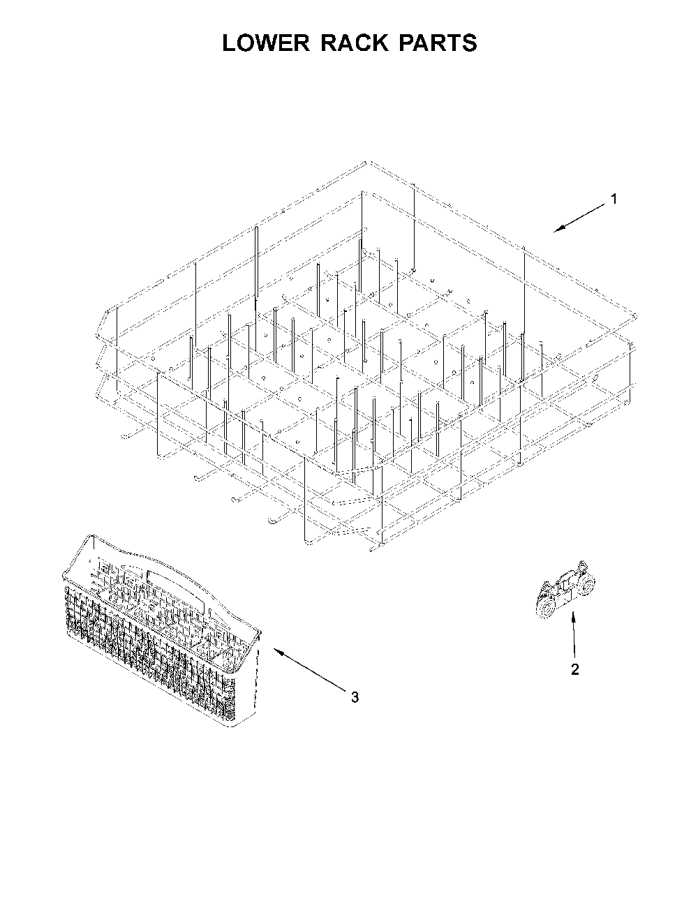 Lower rack parts Diagram and Parts List for 66513479N413  Kenmore Dishwasher