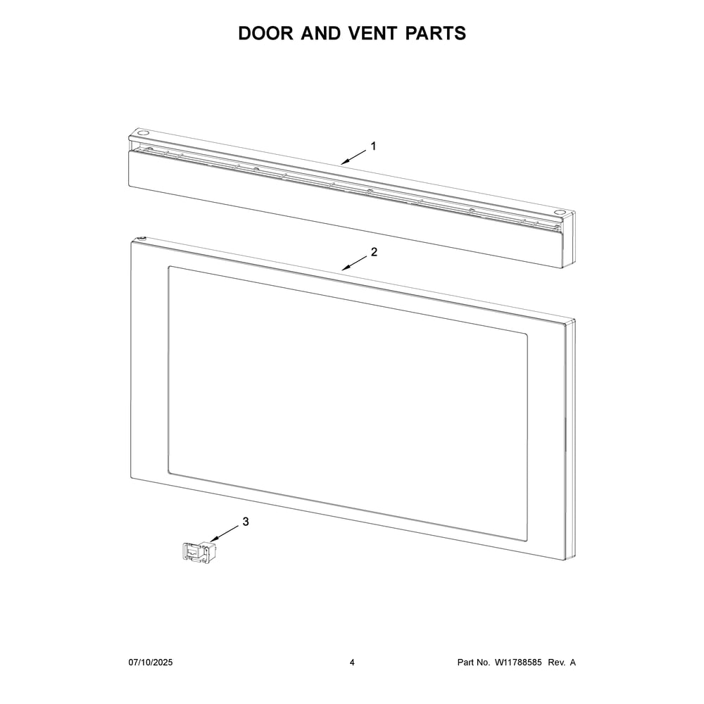 Door And Vent Parts Diagram and Parts List for KMBT730SPS00  KitchenAid Microwave