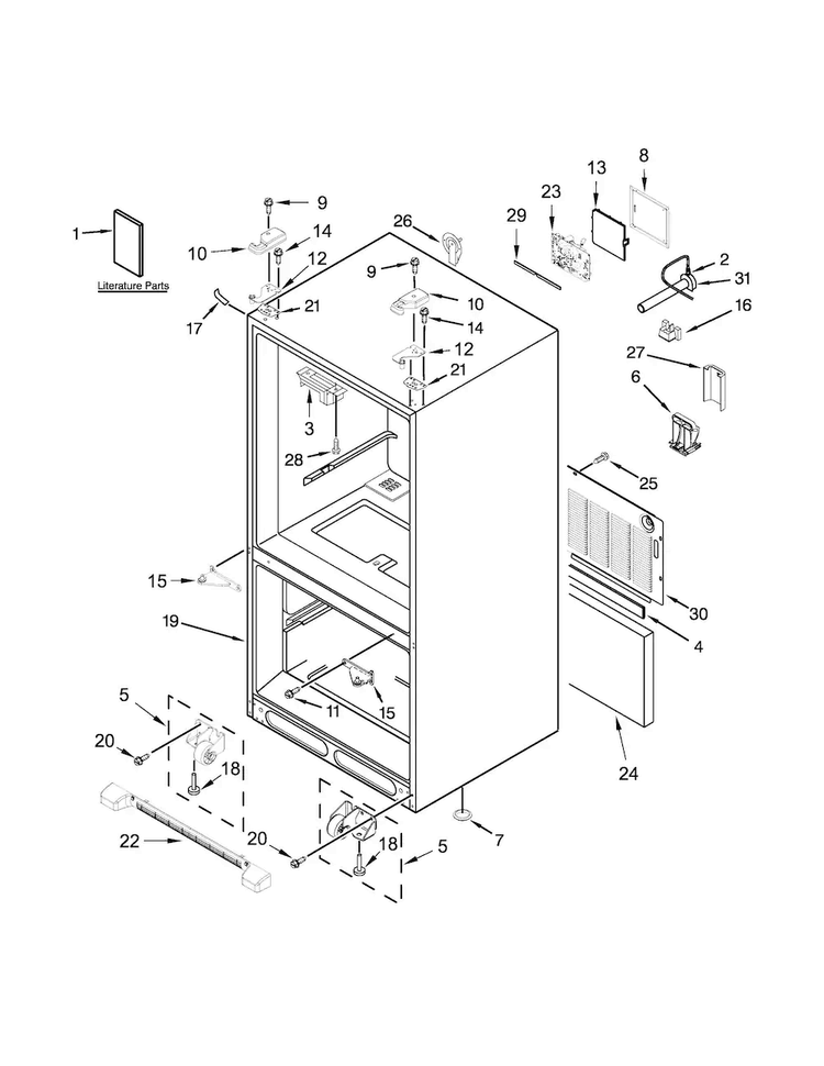 Cabinet Parts Diagram and Parts List for KRFC300ESS01  KitchenAid Refrigerator