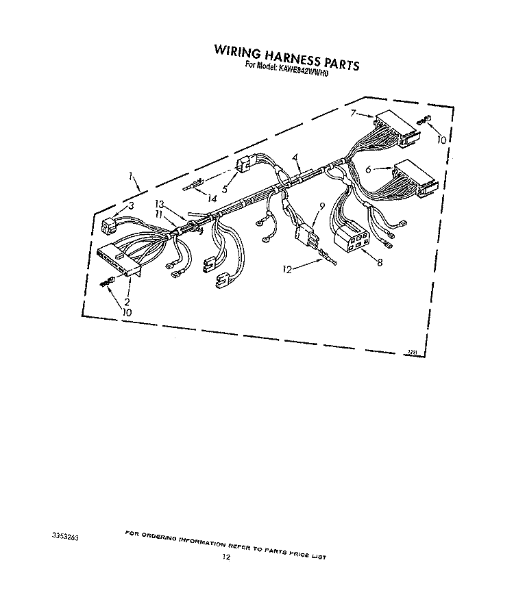 WIRING HARNESS Diagram and Parts List for KAWE842WAL0  Whirlpool Washer