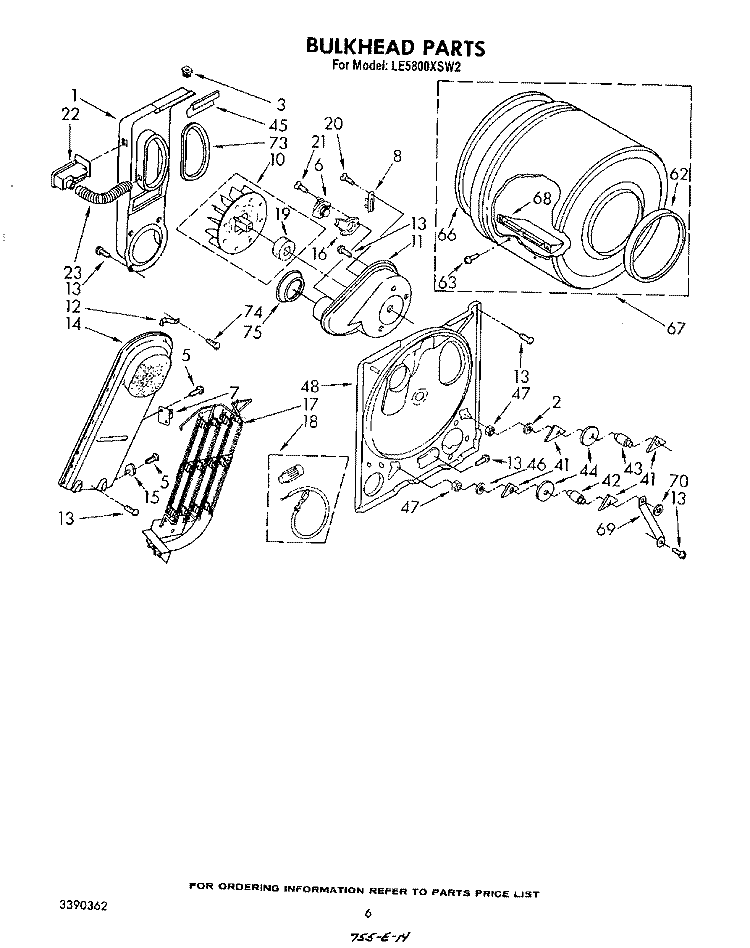 SECTION Diagram and Parts List for LE5800XSW3  Whirlpool Dryer