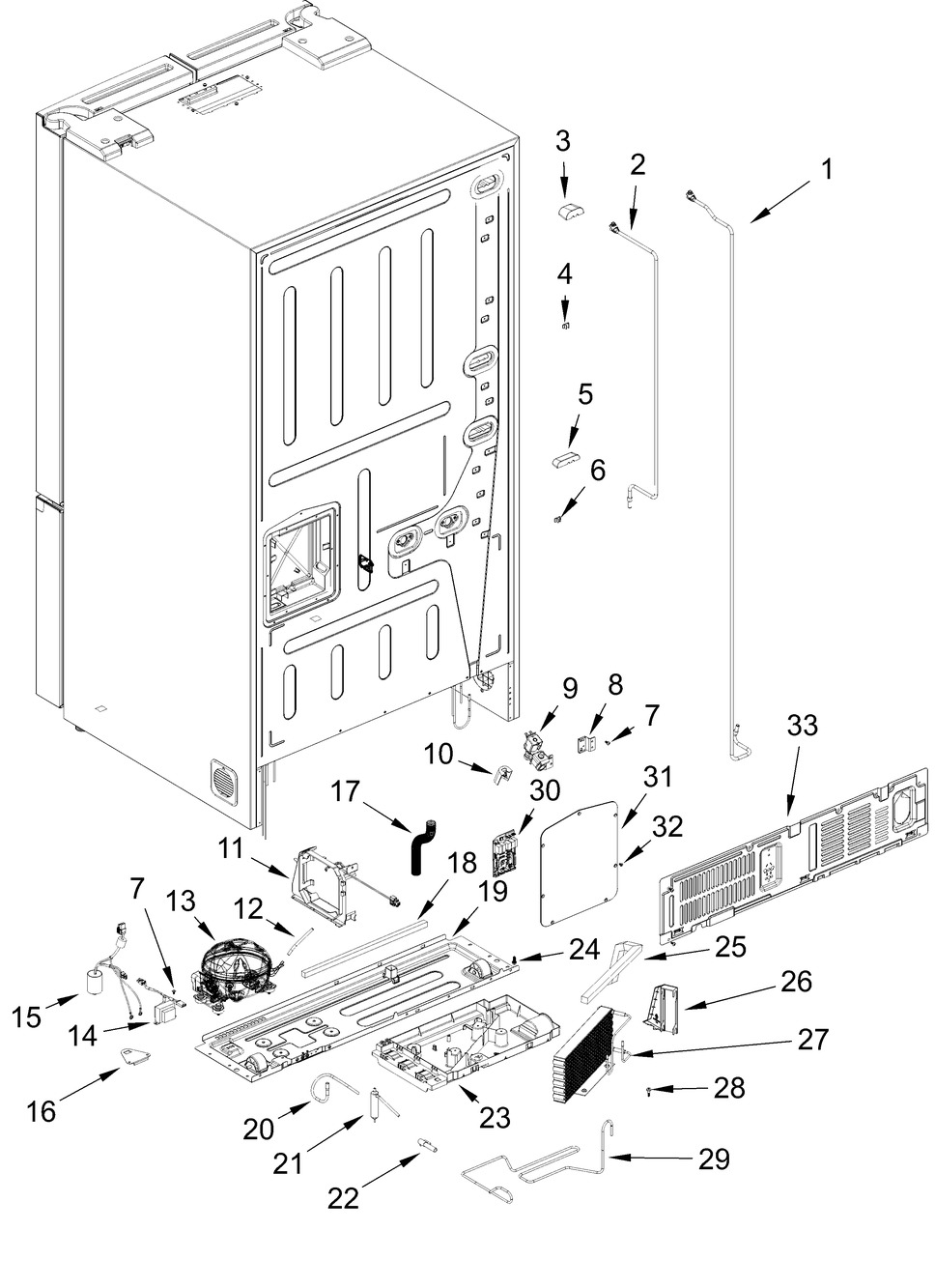 Unit Parts Diagram and Parts List for WRFF3536SV00 WRFF3536SZ00-WRFF3536SW00 Whirlpool Refrigerator