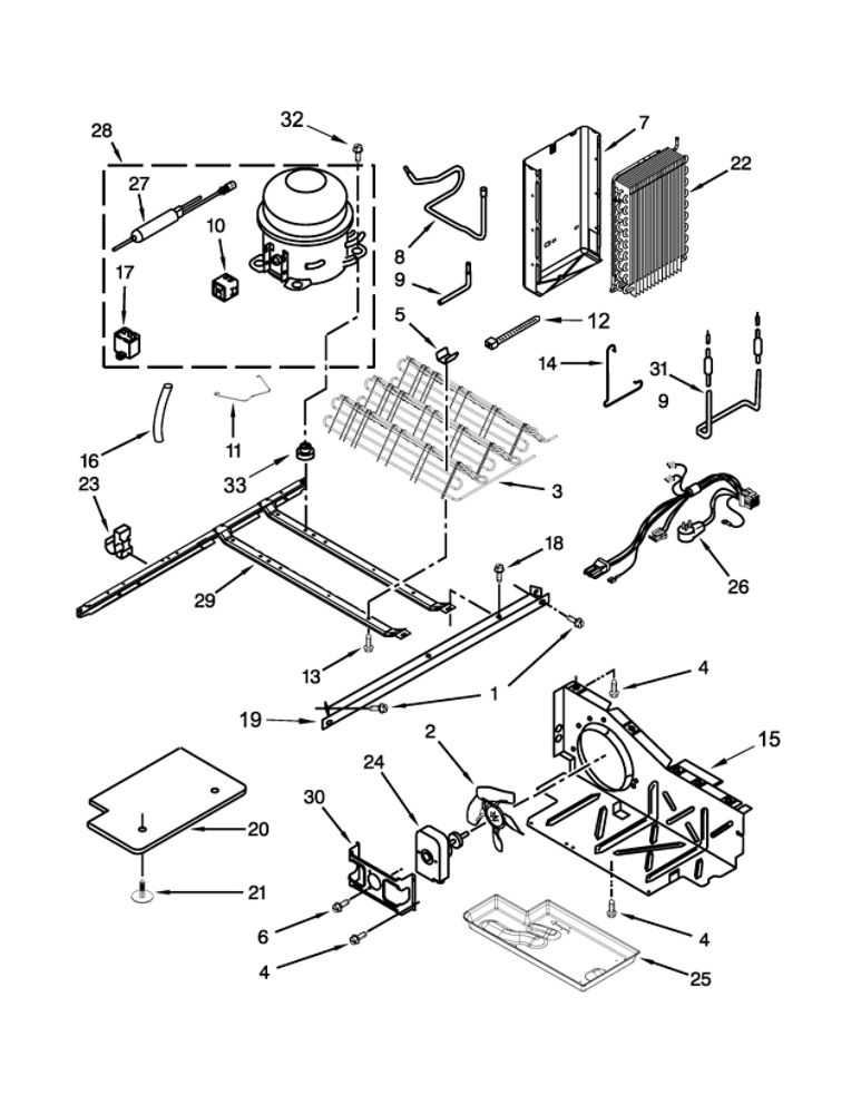 Unit Parts Diagram and Parts List for 8WRS25KNBF02  Whirlpool Refrigerator