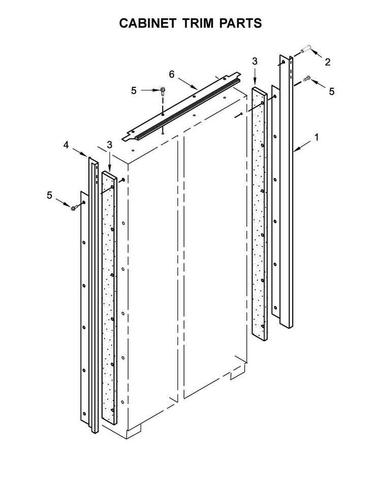 Cabinet Trim Parts Diagram and Parts List for KBSD612ESS01  KitchenAid Refrigerator