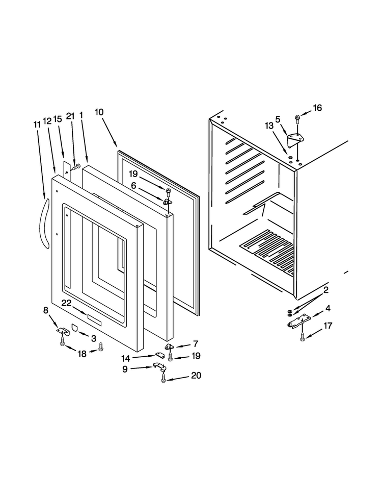Door Parts Diagram and Parts List for KUWR304CSS00  KitchenAid Cooler