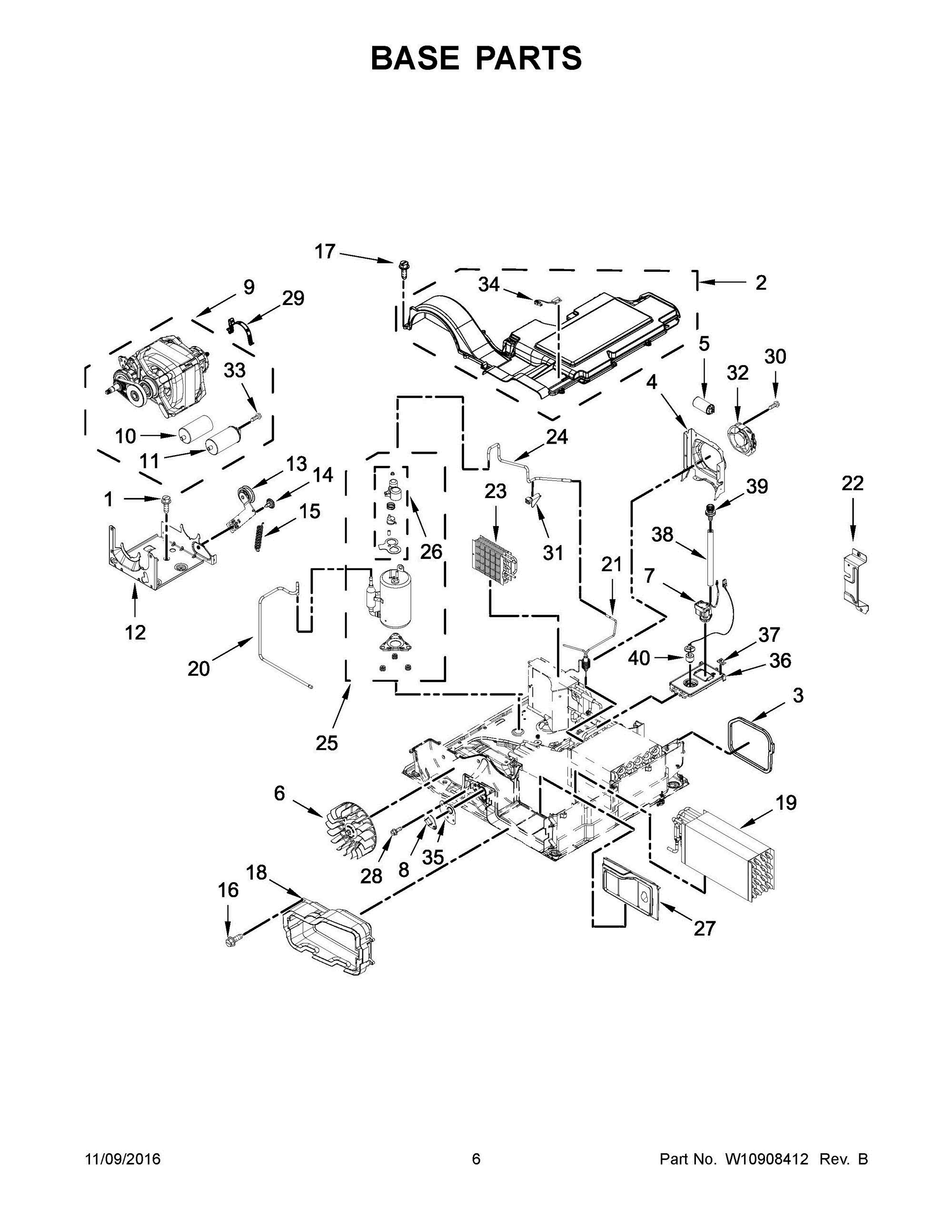04 - BASE PARTS Diagram and Parts List for YWED9290FW0  Whirlpool Dryer