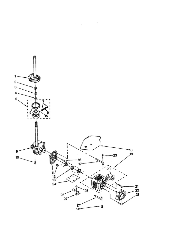 Brake/clutch/gearcase/motor/pump Diagram and Parts List for 2DLSQ7533JQ0  Whirlpool Washer