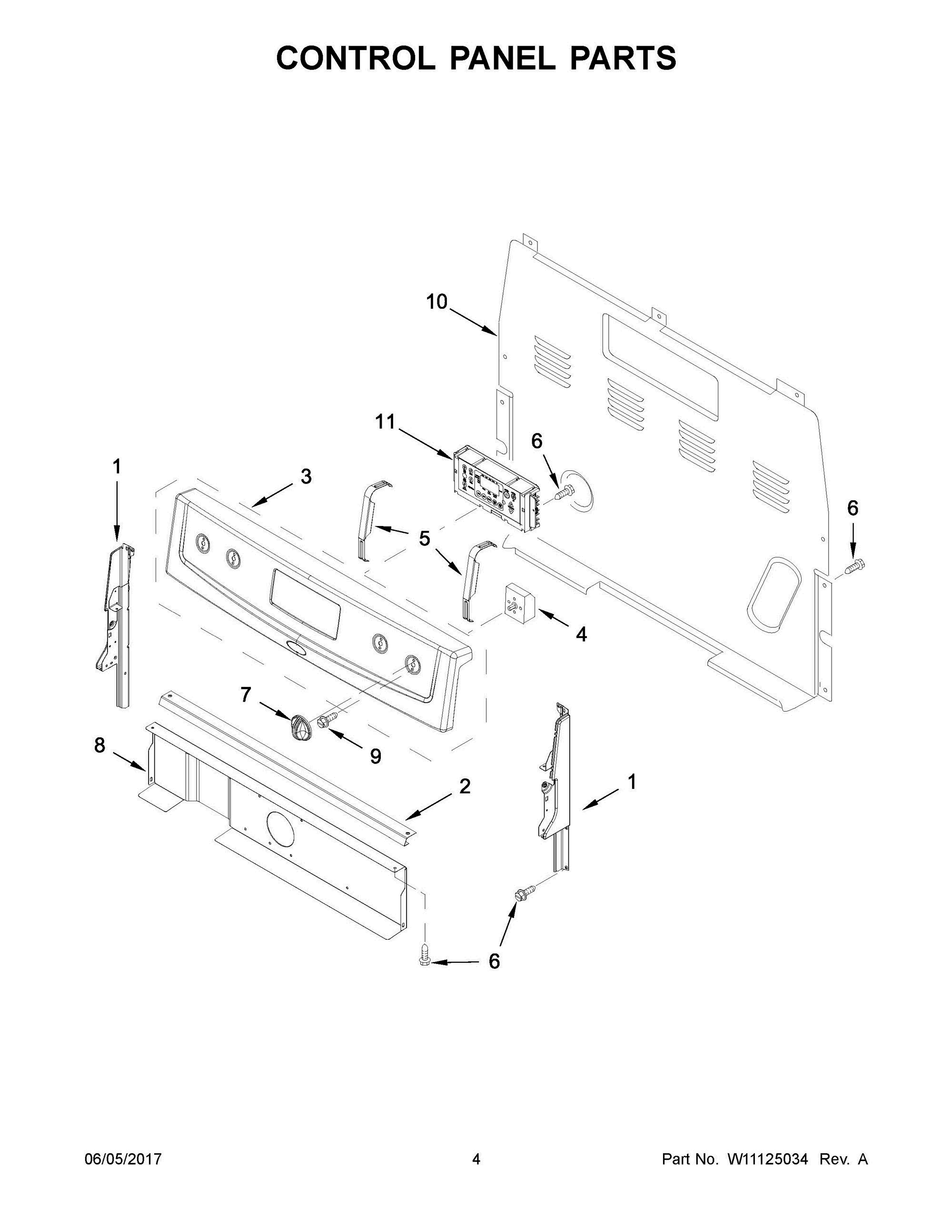 03 - CONTROL PANEL PARTS Diagram and Parts List for AER6303MFW1  Whirlpool Range