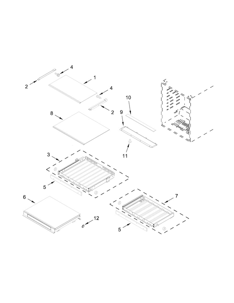 Shelf Parts Diagram and Parts List for KUBL204ESB00  KitchenAid Cooler