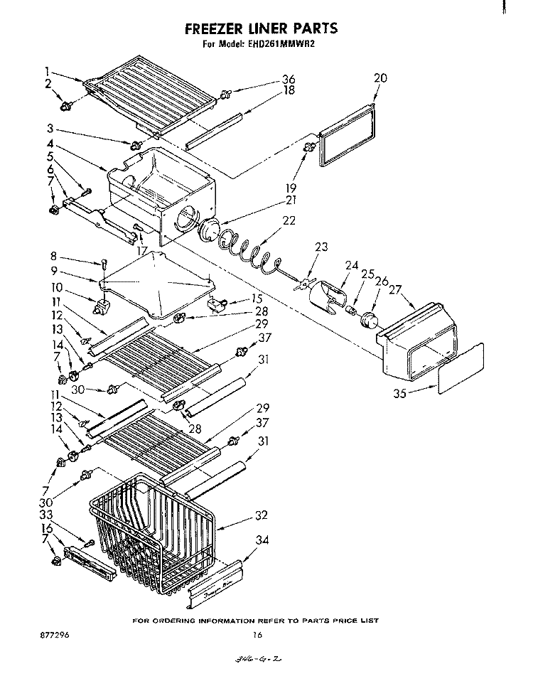 FREEZER LINER Diagram and Parts List for EHD261MMWR2  Whirlpool Refrigerator