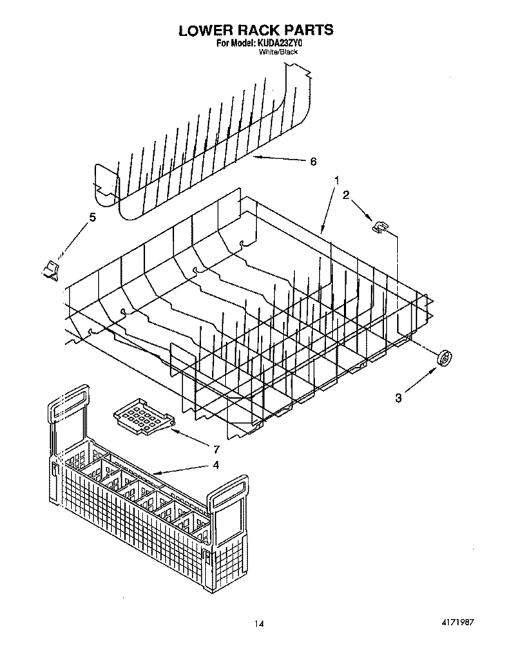 LOWER TRACK Diagram and Parts List for KUDA23ZY0  KitchenAid Dishwasher