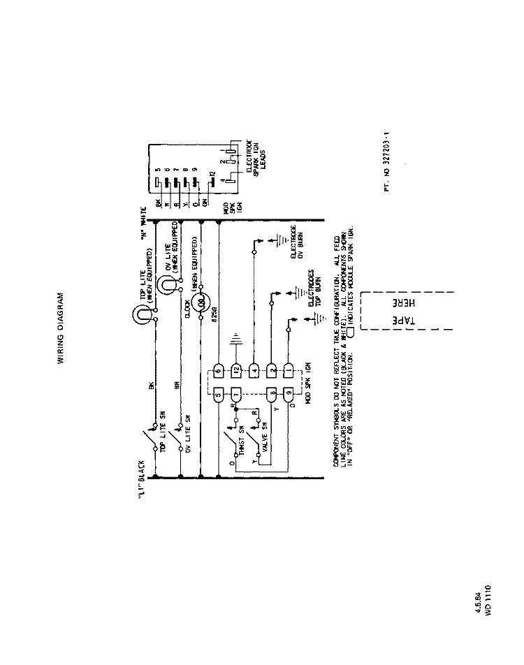 WIRING DIAGRAM Diagram and Parts List for 1265W0A  Roper Range