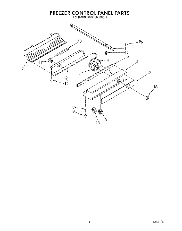 FREEZER CONTROL PANEL Diagram and Parts List for KSSS36DWX01  KitchenAid Refrigerator