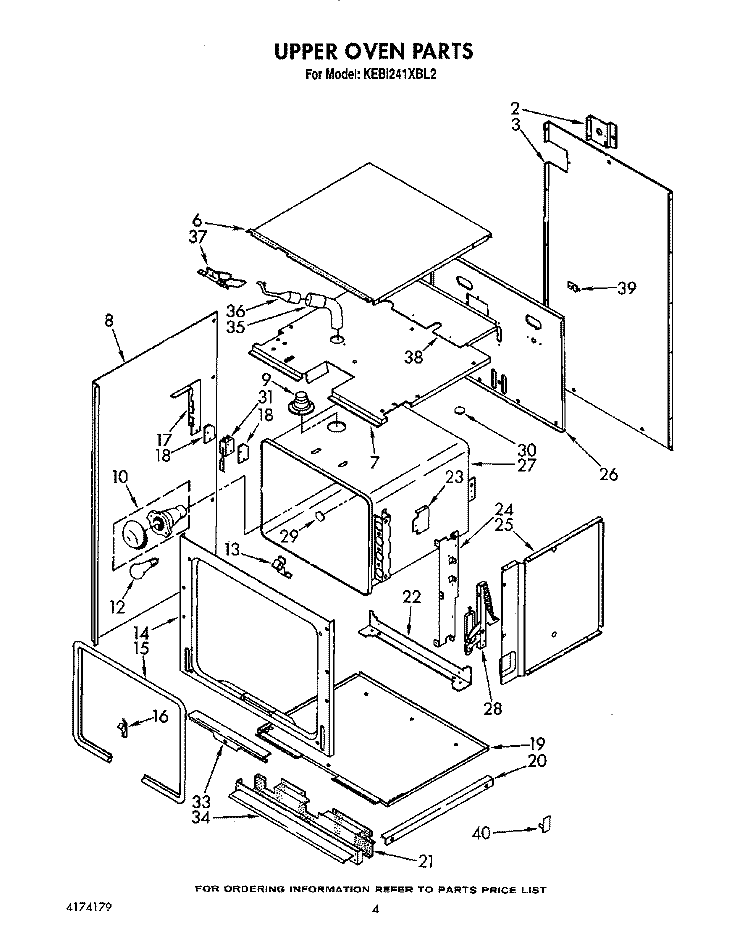 UPPER OVEN, OPTIONAL Diagram and Parts List for KEBI241XBL2  KitchenAid Wall Oven