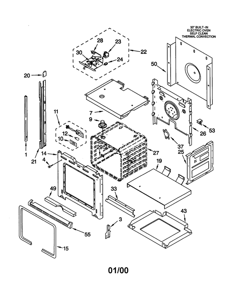 Oven Diagram and Parts List for KEBS107DBAL8  KitchenAid Wall Oven