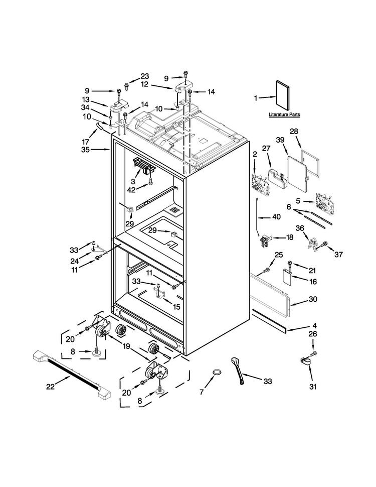 Cabinet Parts Diagram and Parts List for WRF989SDAF01  Whirlpool Refrigerator