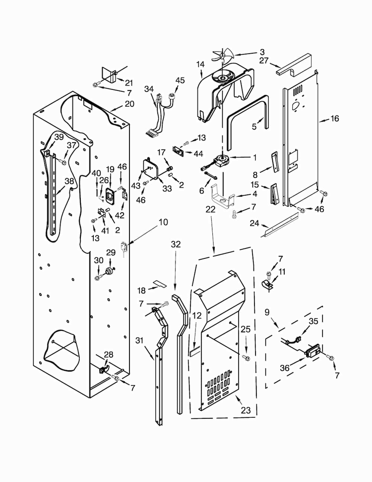 Freezer Liner And Air Flow Parts Diagram and Parts List for KBSD618ESS00  KitchenAid Refrigerator