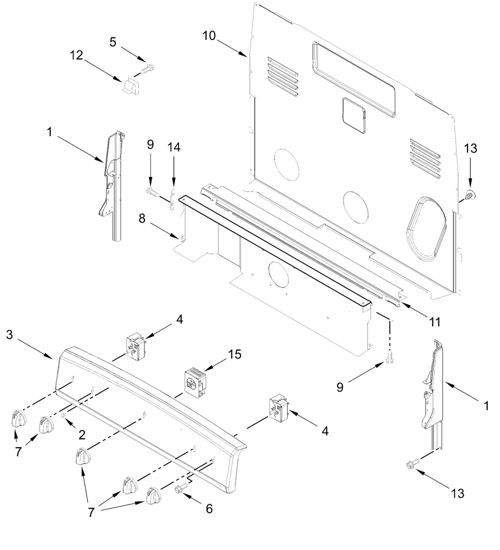 Control Panel Parts Diagram and Parts List for VREW3150RW0  Whirlpool Range