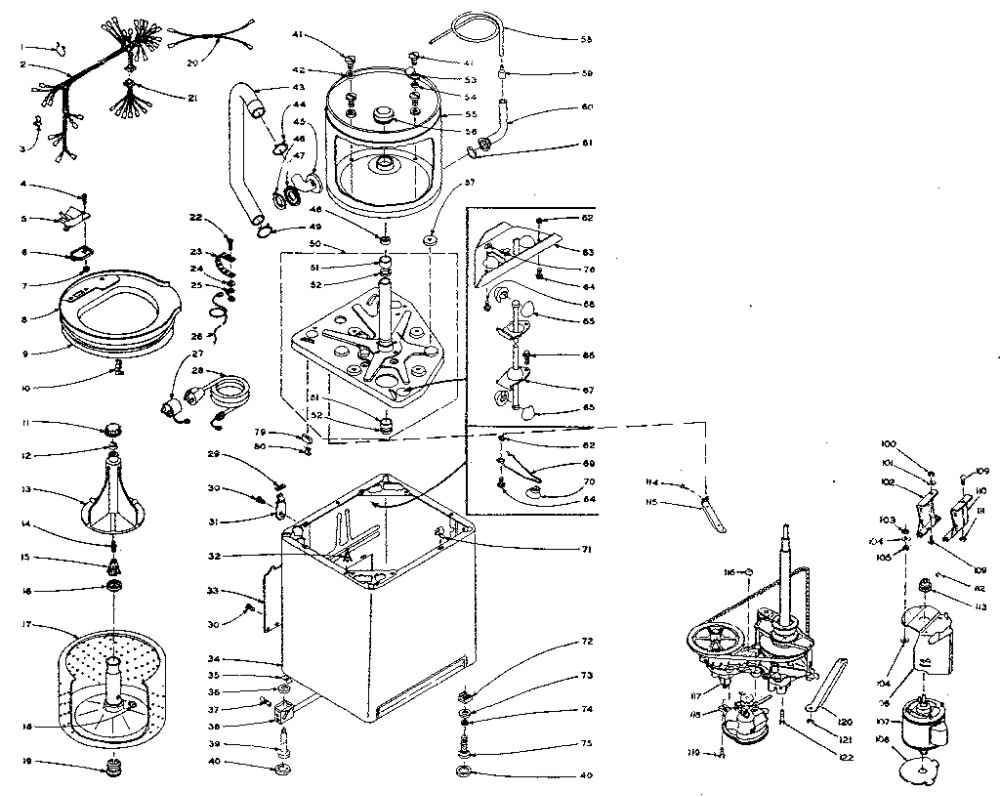 Machine Sub-Assembly Diagram and Parts List for 1106114510  Kenmore Washer