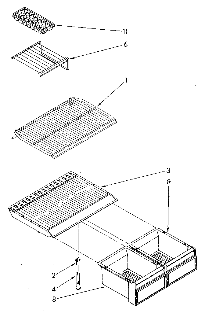 Shelf Diagram and Parts List for ET16JKYSM01  Whirlpool Refrigerator