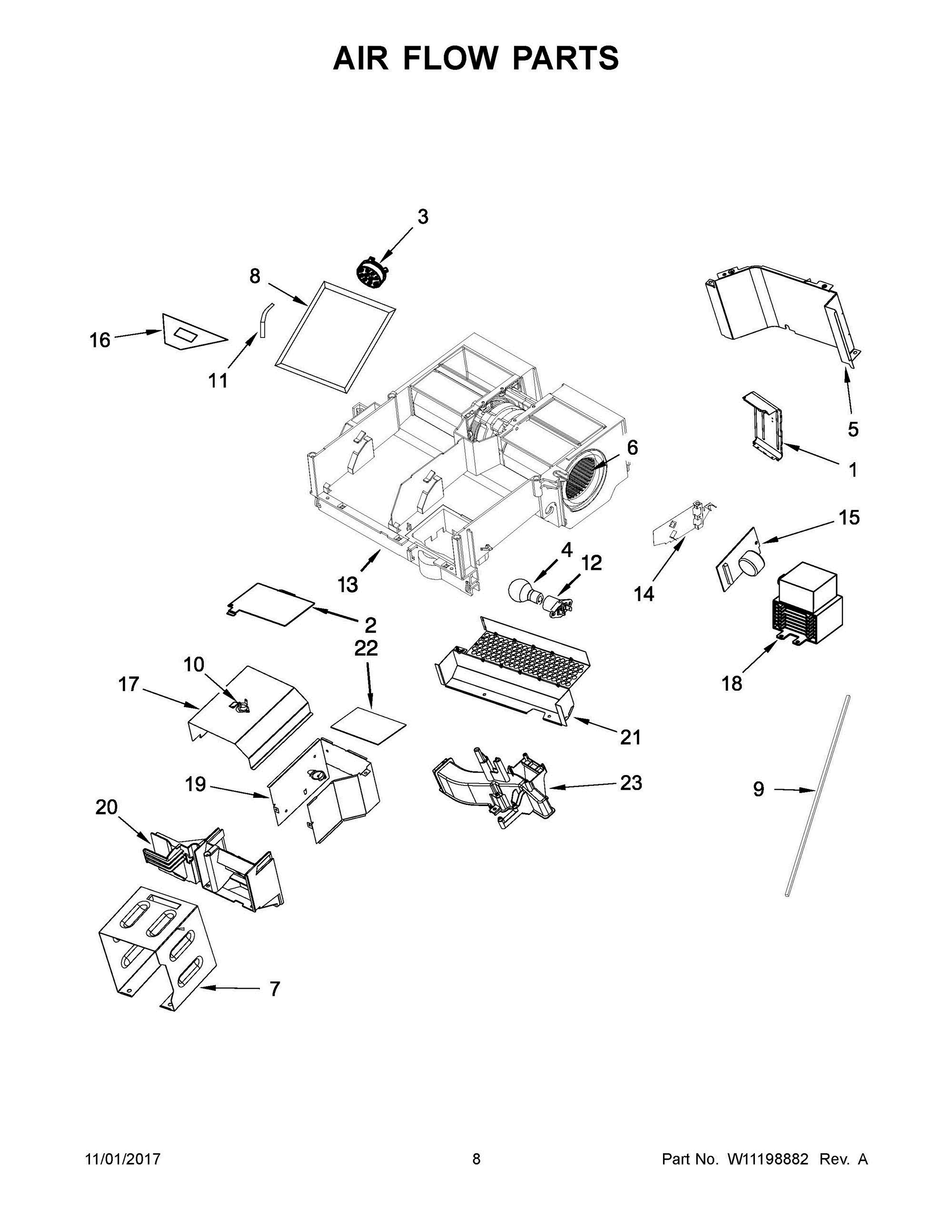05 - AIR FLOW PARTS Diagram and Parts List for YKMHC319EBS1  Whirlpool Microwave Oven Combo