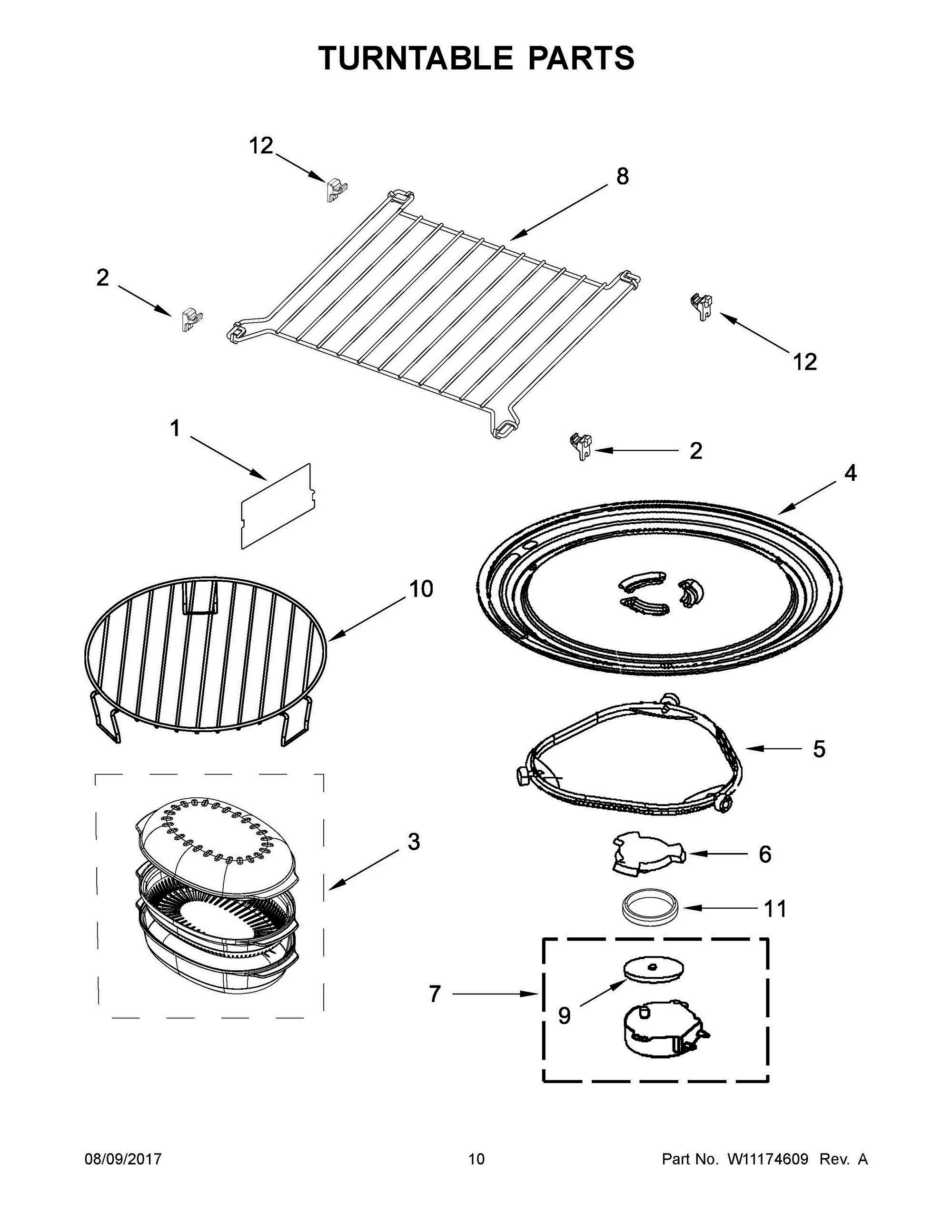 06 - TURNTABLE PARTS Diagram and Parts List for YWMHA9019HV0  Whirlpool Microwave Oven Combo
