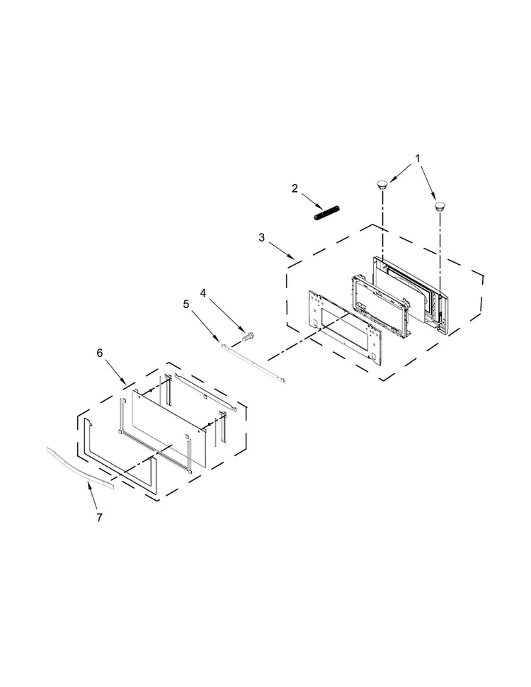 Microwave Door Parts Diagram and Parts List for WOC97ES0ES02  Whirlpool Microwave