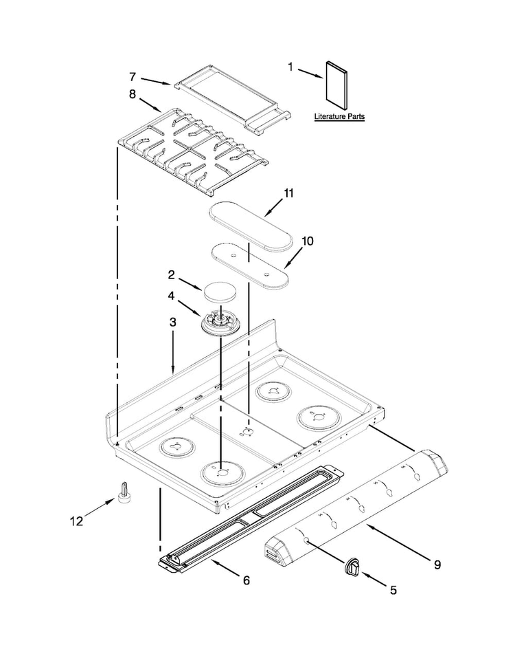 Cooktop Parts Diagram and Parts List for KGRS505XSS05  KitchenAid Range