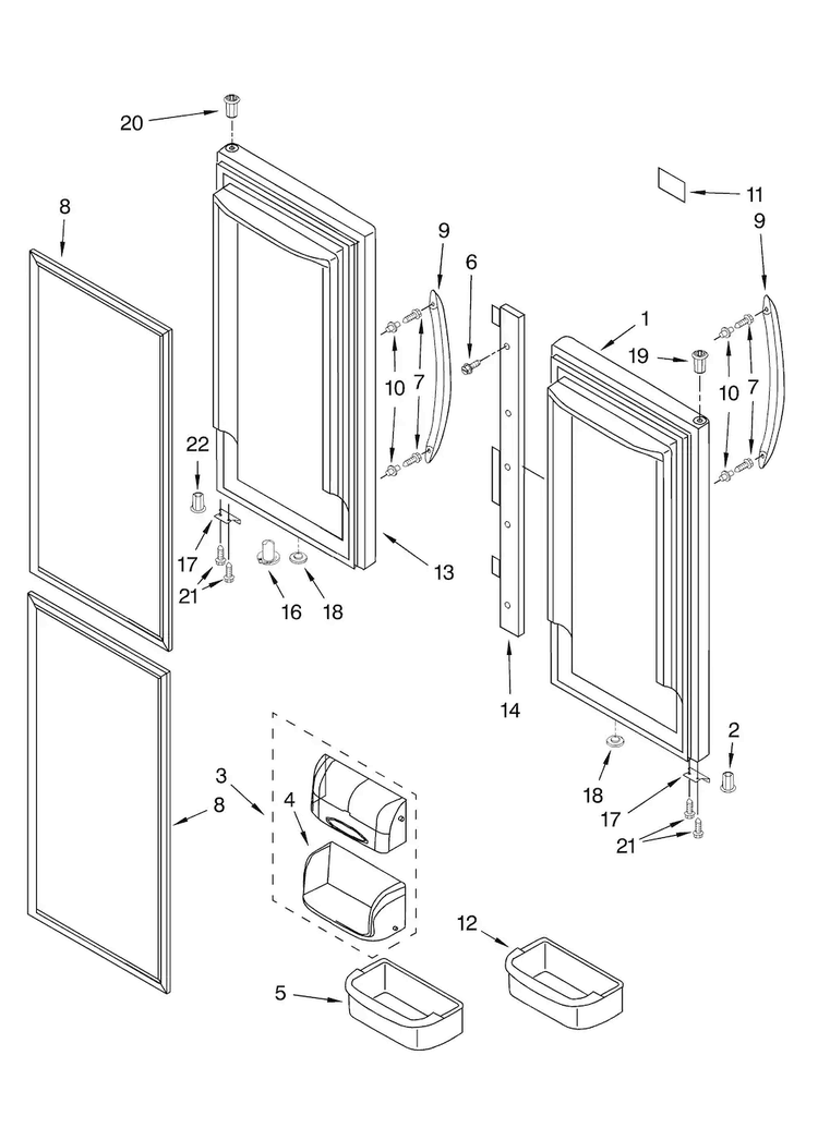 Refrigerator Door Parts Diagram and Parts List for GX5SHDXTQ11  Whirlpool Refrigerator