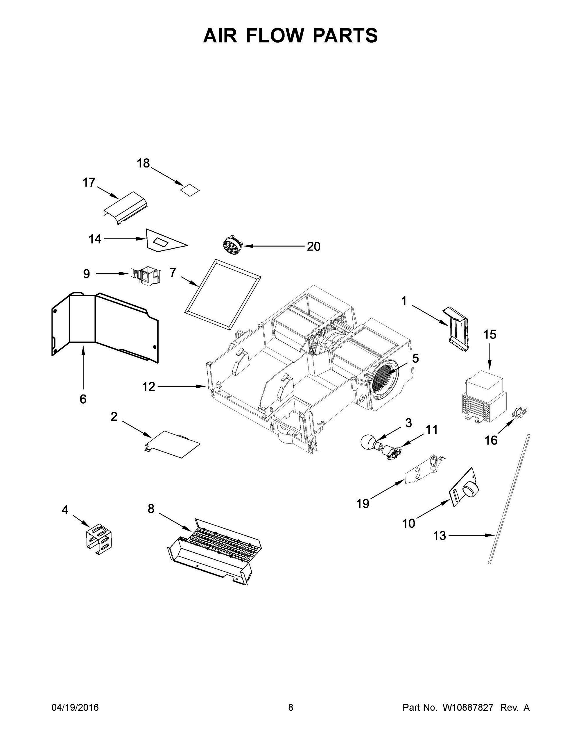 05 - AIR FLOW PARTS Diagram and Parts List for YWMH53520CB1  Whirlpool Microwave