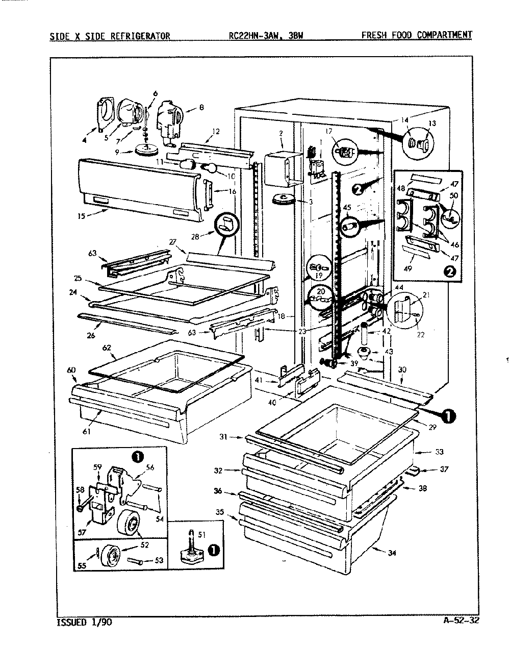 03 - Fresh Food Compartment Diagram and Parts List for RC22HA-3BW  Whirlpool Refrigerator