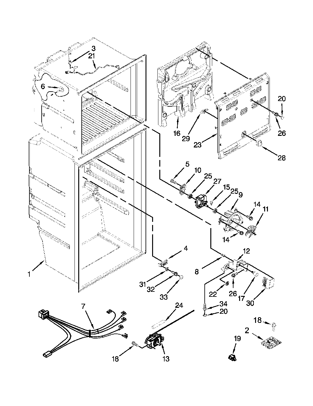 Liner parts Diagram and Parts List for 10676399411  Kenmore Refrigerator