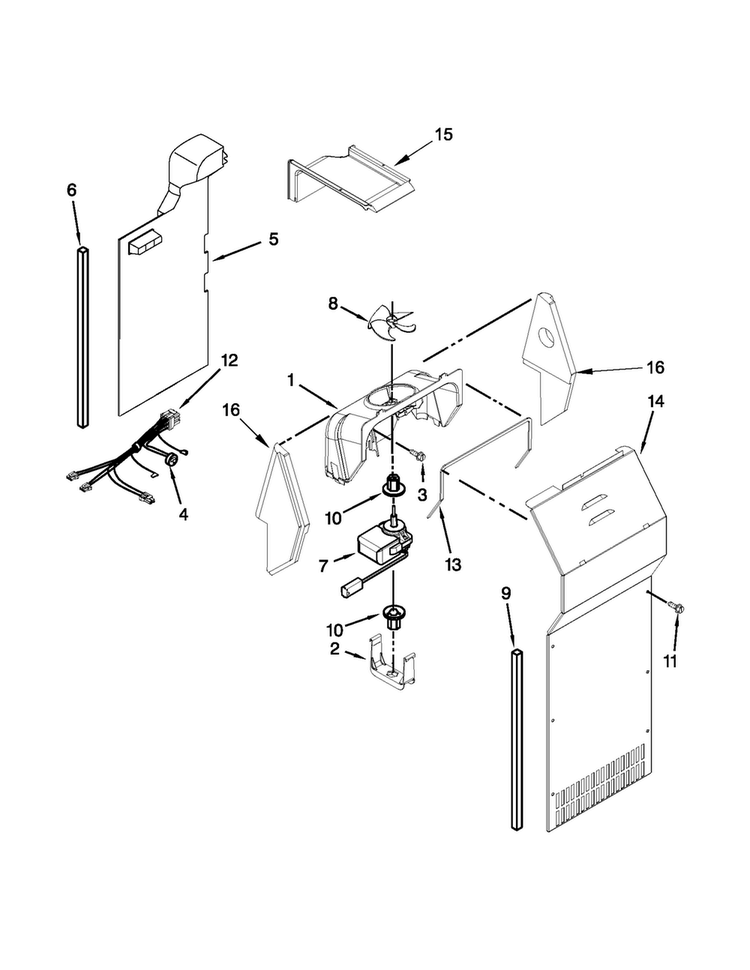 Air Flow Parts Diagram and Parts List for KSF22C4CYY00  KitchenAid Refrigerator
