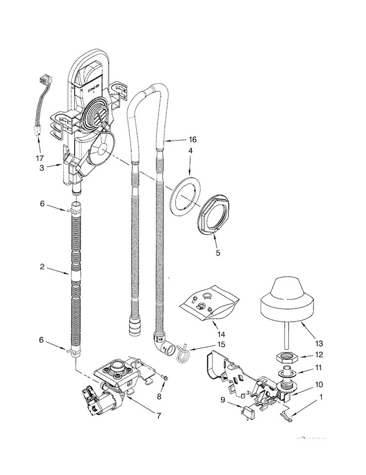 Fill/drain/overfill Diagram and Parts List for KUDC20FVSS0  KitchenAid Dishwasher