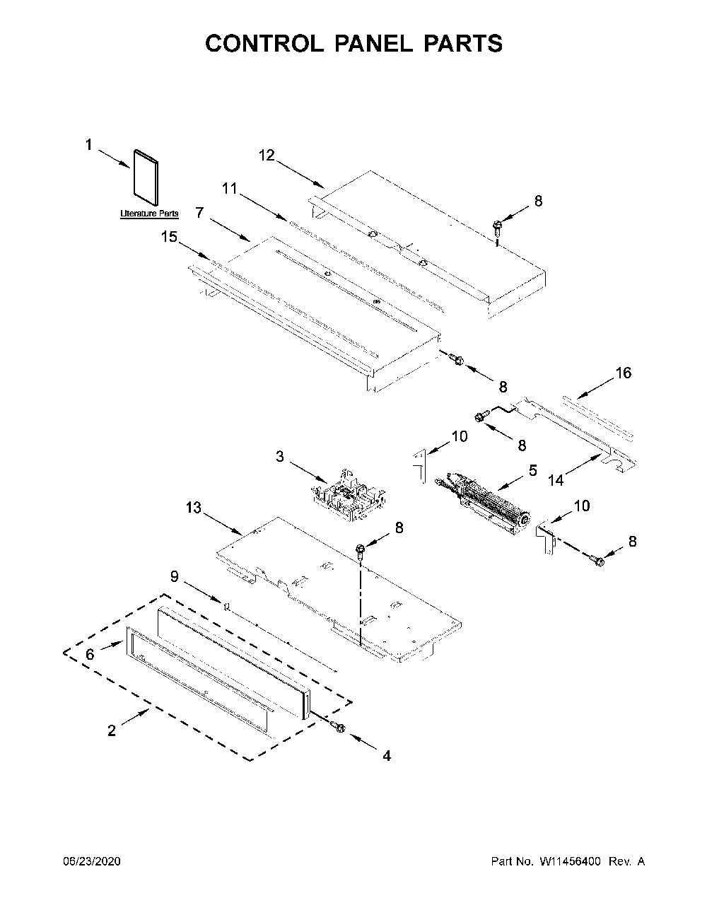 Control panel parts Diagram and Parts List for WOS51EC7HS02  Whirlpool Wall Oven