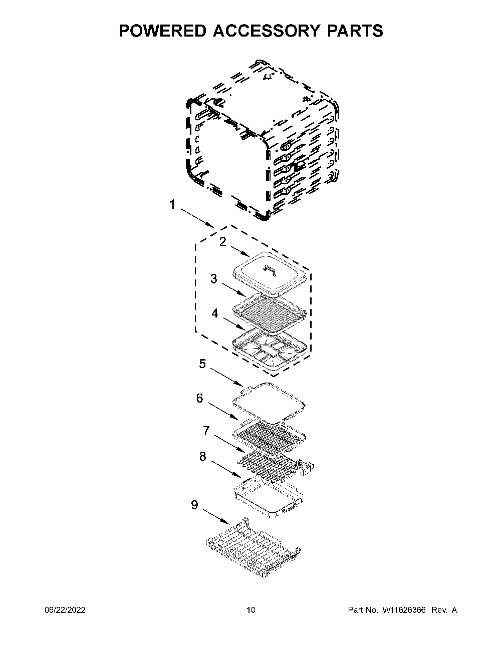 Powered Accessory Parts Diagram and Parts List for KOSE900HBS20  KitchenAid Wall Oven