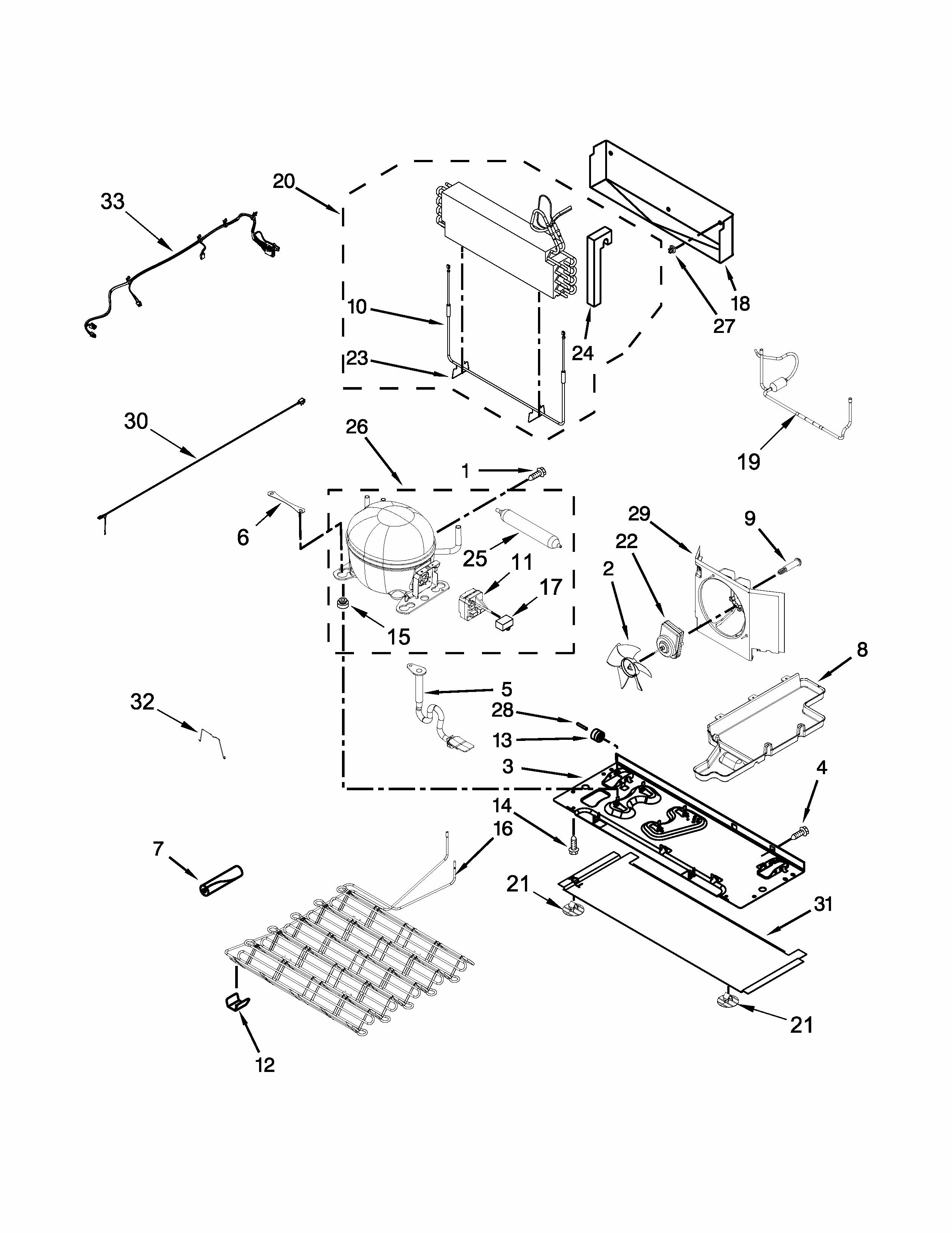 Unit Parts Diagram and Parts List for IX7DDEXDSM01  Whirlpool Refrigerator